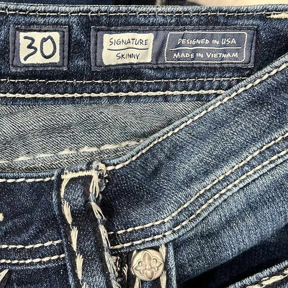 Miss Me Saddle Border Stitch Signature Skinny Jeans Dark Wash size 30 - Picture 13 of 16